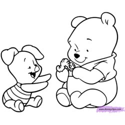 Brilliant Disney Baby Pooh Coloring Pages Winnie Piglet Cute Pig Eeyore Printable Friends Drawing Adult Kids