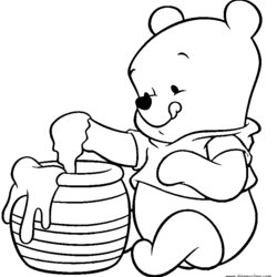 Disney Baby Pooh Coloring Pages Honey Eating