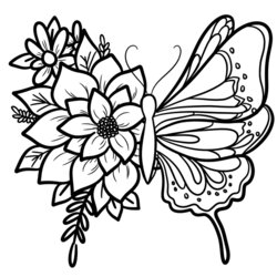 Magnificent Butterflies And Flower Coloring Pages Butterfly