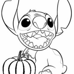 Brilliant Disney Halloween Coloring Pages Funny Stitch Kids Colouring Printable Print Lilo Sheets Characters
