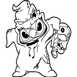 Printable Stitch Halloween Coloring Page Free