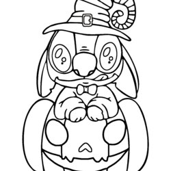 Smashing Halloween Stitch Coloring Pages