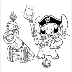 Stitch Halloween Coloring Page Hannah Pages Lilo