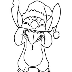 Preeminent Disney Stitch Coloring Pages Christmas