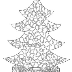 High Quality Mosaic Coloring Pages To Download And Print For Free Tree Christmas Colouring Printable Adult