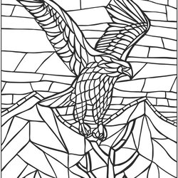 Peerless Mosaic Coloring Pages Printable Animal Glass Stained Mystery Eagle Colouring Dover Color Mosaics