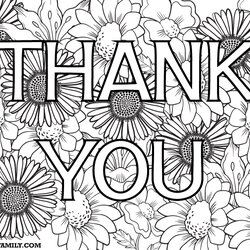 Wonderful Thank You Coloring Pages Free Printable Sunflowers