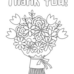 Superb Thank You Flowers Coloring Pages Free Rainbow Page