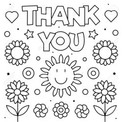 Thank You Coloring Page Free Printable Pages For Kids Flowers Flower Print Black And White Vector