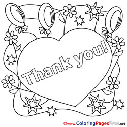 Outstanding Thank You Coloring Pages Free At Download Colouring Heart Kids Balloons Printable Sheet Template