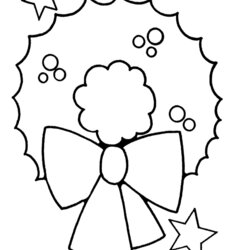 Terrific Easy Christmas Coloring Pages For Toddlers Color Kids Preschool Sheet Print Cartoon Wreath Flowers