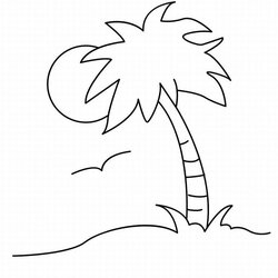 Superior Palm Tree Coloring Pages To Print Home Template Beach Drawing Trees Leaf Templates Jungle Line