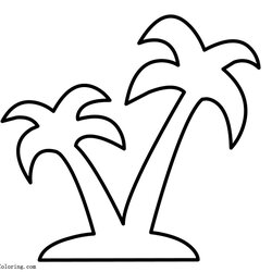 Sublime Palm Tree Coloring Pages Outlined Free Printable Outline Drawing Color Kids Adults Print