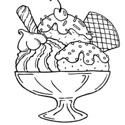 Preeminent Large Portion Of Ice Cream Coloring Page Pages Printable Food Print Kids Cute Sundae Sheets Color
