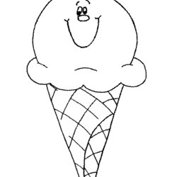 Smiling Ice Cream Coloring Page Pages Printable Com Color Print Cone Drawing Kids Food Sheets Cones Drawings