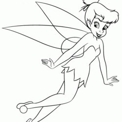 Exceptional Coloring Pages Tinkerbell And Clip Art Free Printable Disney Flying Sketch Fairy Kids Colouring
