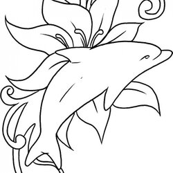 Marvelous Get This Printable Dolphin Coloring Pages Print Dolphins Drawing Easy Fish Miami Flowers Drawings