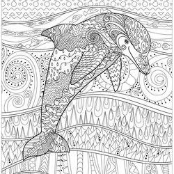 Wonderful Radiant Dolphin Dolphins Adult Coloring Pages Sea Adults Abstract Inside Complex Calm Mandala