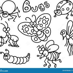 Very Good Bugs Coloring Pages Preschool Page Children Lot Cute Cartoon Style