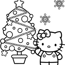 Preeminent Top Hello Kitty Coloring Pages To Print Christmas
