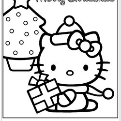 Admirable Hello Kitty Christmas Coloring Pages Cartoons Free Tree Print Color Colouring Printable Sheet Santa