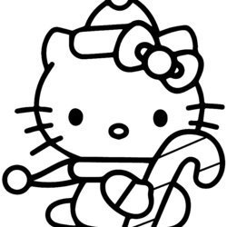 Hello Kitty Christmas Coloring Pages With Candy Cane