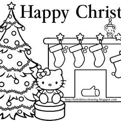 Marvelous Hello Kitty Coloring Pages Christmas Happy