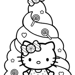 Brilliant Christmas Hello Kitty Coloring Pages Free Print Printable Kids Holidays