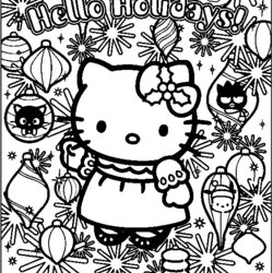 Very Good Hello Kitty Christmas Coloring Pages Forever Sheets Print Colouring Color Printable Two Part Xmas