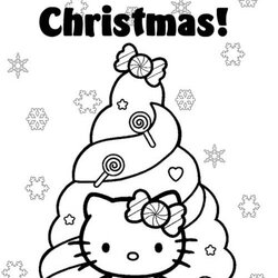 Splendid Happy Christmas Hello Kitty Tree Coloring Page Printable Pages Birthday Print Color Kids Search
