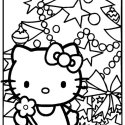 Supreme Hello Kitty Coloring Pages Happy Christmas