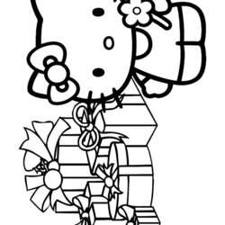 Swell Christmas Hello Kitty And Gifts Coloring Page Pages Pop Colouring Print Template