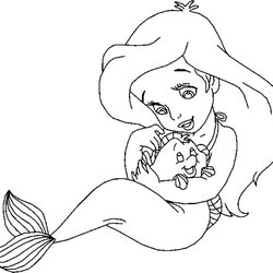Fine Coloring Pages For Ariel At Free Printable Disney Color Print