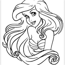 Terrific The Little Mermaid Coloring Pages Ariel Disney Printable Princess Color Print Flounder Pretty