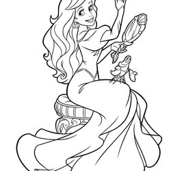 Spiffing Ariel Coloring Page Mermaid Pages Tangled