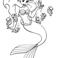 Sublime Ariel Coloring Pages Mermaid Disney Printable Colouring Little Color Princess Kids Print Sheets Girls