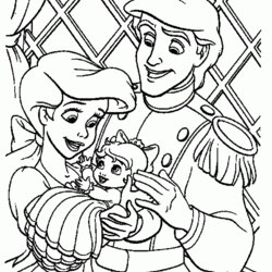 Preeminent The Little Mermaid Coloring Pages Ariel And Eric Printable Kids Prince Disney Tails Family