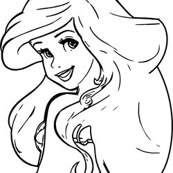 Champion Beautiful Ariel Mermaid Coloring Page Pages Princess Disney Baby Cartoon