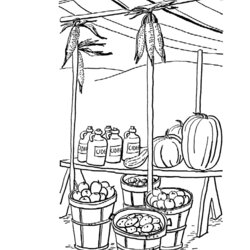 Tremendous Free Printable Fall Coloring Pages For Kids Best Sheets Harvest Autumn Stand Colouring Activity