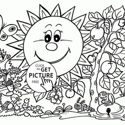 Cute Food Coloring Pages At Free Printable Garden Kids Gardening Spring Sunny Tools Sheets Seasons Print
