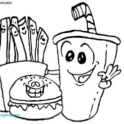 Admirable Food Coloring Pages At Free Printable Cute Sushi Fast Realistic Color Junk Cool Inspiration Drawing