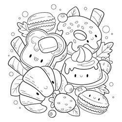 Capital Coloring Page Of Food Outline Sketch Drawing Vector Cute