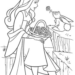 Great Princess Aurora With Flowers Coloring Pages For You
