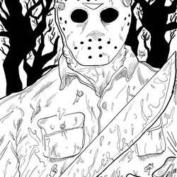 Jason Halloween Coloring Pages Scary Horror Myers Michael Freddy Mask Printable Color Vs Adult Sheets Book