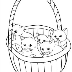 Printable Coloring Pages Kittens World Holiday Kitten For Preschoolers