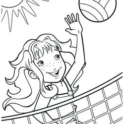 Excellent Sports Themed Coloring Pages At Free Printable Volleyball Girls Sunset Girl Faces Shimmer Color