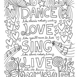 Excellent Inspiring Quote Coloring Pages For Adults Free Dance