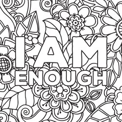 Eminent Get This Printable Adult Coloring Pages Quotes Am Enough