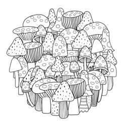 Superb Relaxing Coloring Pages Free Printable Mandala Inspired Mushrooms Doodle Tip Seamless Ins