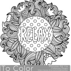 High Quality Printable Relax Coloring Page For Adults Instant Colouring Pages Relaxing Kids Book Sheet Books